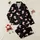 Women's & Teen Girls' Cute Kawaii Pink Axolotl Boba & Heart Pattern on Deep Black with Pastel Stars & Bubbles Satin Pajamas Set - 1