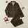 Women's Luxurious Jet Black Gold Ornate Baroque Floral Lace Pattern Satin Pajamas Set - 1
