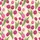 Women's Hand-Drawn Magenta Fuchsia Tulip Muted Green Cream Yellow Watercolor Pattern Satin Pajamas Set - 2