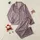 Women's Muted Mauve Pink Minimalist Flat White Bow Heart Star Pattern Satin Pajamas Set - 1