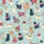 Women's Whimsical Hand-Drawn Cats Seamless Pattern on Pastel Aqua Blue with Vibrant Knitwear Satin Pajamas Set - 2