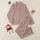Women's Subtle Dusty Rose Pink Organic Wavy Ribbed Pattern with Muted Brown-Grey Satin Pajamas Set - 1