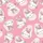 Women's Bubblegum Pink & Pastel Pink All-Over Sleepy Cartoon Bunny Pattern with Polka-Dot Bows Satin Pajamas Set - 2