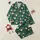 Women's Cheerful Deep Forest Green Christmas Pattern with White Santa Heads, Snowflakes, Candy Canes, Gift Boxes & 'OH OH OH' Text Satin Pajamas Set - 1