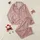Women's Muted Pink Minimalist White Line Art Scattered Floral Leaf Pattern Satin Pajamas Set - 1