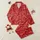 Women's Deep Red All-Over White Script 'Queen' & Minimalist Crown Motif Satin Pajamas Set - 1