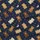 Women's Deep Navy Golden Brown Teddy Bear & Cream Celestial Star Moon Seamless Pattern Satin Pajamas Set - 2