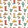 Women's Whimsical Western Rust Boots, Tan Hats, Teal Cacti & Coral Flowers Pattern Satin Pajamas Set - 2