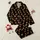 Women's Seamless Flat Graphic Black Red-Brown & Tan Cartoon Dachshund Pattern Satin Pajamas Set - 1