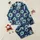 Women's Deep Navy Blue Teal Sunflower Folk Art Repeating Pattern with Golden Yellow Details Satin Pajamas Set - 1