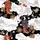 Women's Japanese Ukiyo-e Geisha, Cherry Blossom & Pagoda Art Print in Red, Gold, Blue, Black & White Satin Pajamas Set - 2