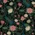 Women's Opulent Chinoiserie Peacock & Botanical Pattern with Emerald, Teal, Rose, Peach on Black Satin Pajamas Set - 2