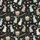 Women's Deep Charcoal Whimsical Pastel Bunny, Egg & Spring Garden All-Over Print Design Satin Pajamas Set - 2