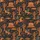Western Enthusiasts' Illustrative Charcoal Desert Bucking Bronco & Cactus Pattern with Burnt Orange & Teal Satin Pajamas Set - 2
