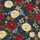 Women's Dark Charcoal Vintage Botanical Peony Floral Pattern with Cream, Crimson, Navy, Olive Hues Satin Pajamas Set - 2