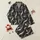 Women's Sophisticated Black Charcoal Muted Beige Abstract Flowing Fabric Shapes Satin Pajamas Set - 1