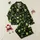 Women's Playful Black Neon Lime Green Whimsical Cosmic Alien Heads Saucers Planets Stars Pattern Satin Pajamas Set - 1