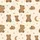 Women's Charming Cream Hand-Drawn Medium Brown Teddy Bear Moon Star Pattern Satin Pajamas Set - 2