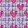 Women's Graphic Hot Pink Lavender Plaid Hearts Pattern with White 'LOVE' Script Satin Pajamas Set - 2