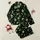 Women's Whimsical Neon Green Alien UFO Planet Star Black Space Graphic Satin Pajamas Set - 136J_5Y52H