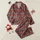 Women's Deep Red Charcoal Plaid Stylized Reindeer Red Noses White Snowflakes Christmas Script Satin Pajamas Set - 1