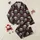 Women's Black Gothic Cracked Skull, Skeletal Hand & Fuchsia Rose Vine Pattern Satin Pajamas Set - 1