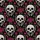 Women's Black Gothic Cracked Skull, Skeletal Hand & Fuchsia Rose Vine Pattern Satin Pajamas Set - 2