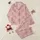Women's Dusty Rose Pink Muted Rose Playful Cartoon Bear, Off-White Heart & Star Pattern Satin Pajamas Set - 1