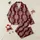 Women's Deep Maroon Pure White Floral Scroll Lace & Delicate Satin Bows Pattern Satin Pajamas Set - 1