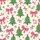Women's Illustrative Creamy Off-White Hot Pink Bow Green Christmas Tree Golden Star Pattern Satin Pajamas Set - 2