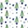 Women's Whimsical Forest Green Watercolor Potted Christmas Trees & Royal Blue Snowflakes Pattern Satin Pajamas Set - 2