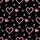 Women's Vibrant Light Pink White Intertwined Hearts & Butterfly Graphic on Black with Pink Plaid Satin Pajamas Set - 2