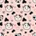 Women's Adorable Pastel Pink Cow Head, Black Spots & Spotted Heart Pattern Satin Pajamas Set - 2