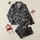 Women's Whimsical Hand-Drawn White Sleep Script Eyelash Moon Star Pattern Dark Grey Satin Pajamas Set - 1