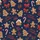 Women's Deep Navy Blue Gingerbread Cookie Christmas Festive Pattern with Scarlet Red Bows Berries & Script Text Satin Pajamas Set - 2