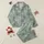 Women's Muted Sage Green Botanical Butterfly & Abstract Leaf Pattern Satin Pajamas Set - 1