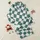 Women's Muted Dusty Teal Green White Distressed Organic Checkerboard Pattern Satin Pajamas Set - 1
