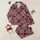 Women's Elegant Vintage White Lace Medallion Floral Burgundy Design Satin Pajamas Set - 1