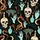 Women's Deep Black Intricate Vintage Gothic Skull Viper Luna Moth Key Aqua Gold & Cream Pattern Satin Pajamas Set - 2