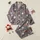 Women's Muted Purplish-Grey Christmas Santa Reindeer Gingerbread Snowflake Pattern Satin Pajamas Set - 1