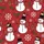 Women's Vibrant Red Cheerful Snowman, White Snowflake, Holly & Bird Festive Winter Scene Satin Pajamas Set - 2