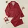 Women's Vibrant Red Crisp White Vertical Stripe Classic Pattern Satin Pajamas Set - 1