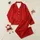 Women's Vibrant Warm Red Illustrative Micro-Textured Plush Intertwined Fiber Pattern with Tonal Red-Brown and Orange Accents Satin Pajamas Set - 1