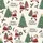 Women's Vintage Hand-Drawn Christmas Santa, Tree, Holly, Gifts Repeat Pattern Red Green Gold Blue Satin Pajamas Set - 2