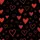 Women's Playful Deep Black Crimson Red Hand-Drawn Scattered Hearts & Star Doodles Satin Pajamas Set - 2