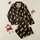Women's Whimsical Flat Graphic Light Brown Tan Teddy Bear Playful Poses Hearts & Stars Pattern on Black Satin Pajamas Set - 1