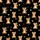 Women's Whimsical Flat Graphic Light Brown Tan Teddy Bear Playful Poses Hearts & Stars Pattern on Black Satin Pajamas Set - 2