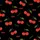 Women's Illustrative Bright Red Cherry Olive Green Leaf Black All-Over Pattern Distressed Typography Satin Pajamas Set - 2