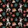 Women's Vintage Pin-Up Tattoo Art Black Red Yellow Teal Rose Wolf Hearts Pattern Satin Pajamas Set - 2