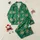 Women's Whimsical Emerald Green Tan-Brown Gingerbread Men Red-White Candy Cane Filigree Polka Dot Satin Pajamas Set - 1